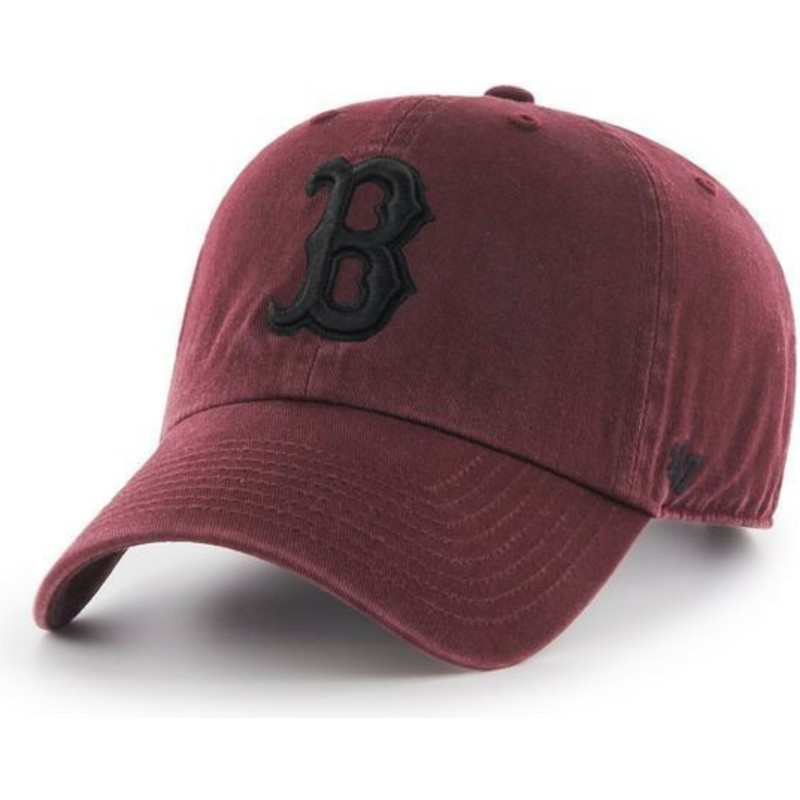 casquette-courbee-grenat-avec-logo-noire-boston-red-sox-mlb-clean-up-47-brand