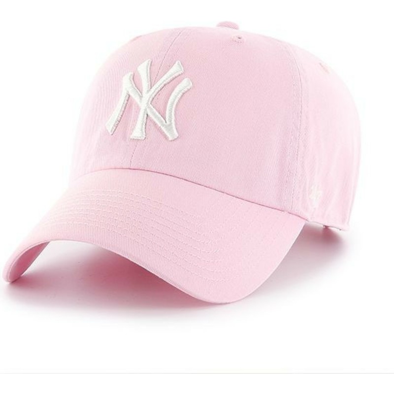 casquette-courbee-rose-claire-new-york-yankees-mlb-clean-up-47-brand