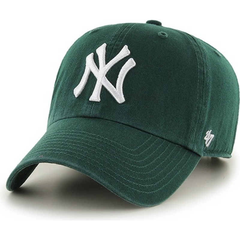 casquette-courbee-verte-fonce-avec-logo-blanc-new-york-yankees-mlb-clean-up-47-brand