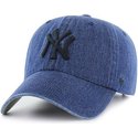 casquette-courbee-bleue-marine-denim-new-york-yankees-mlb-clean-up-meadowood-47-brand