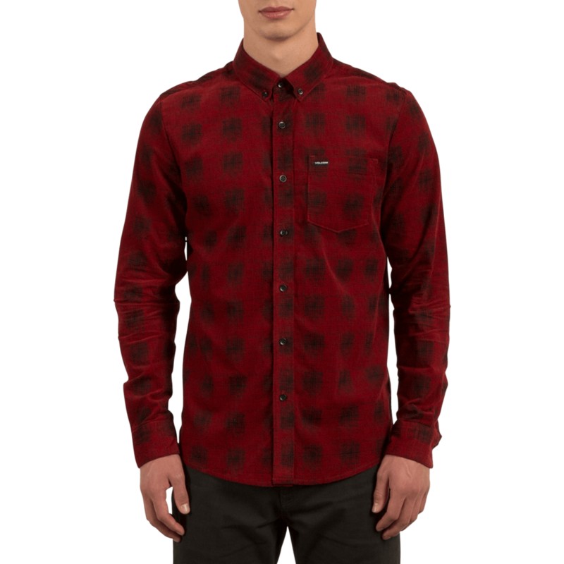 chemise-a-manche-longue-rouge-a-carreaux-maxwell-true-red-volcom