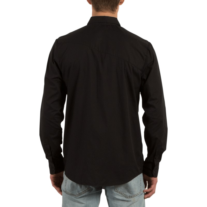 chemise-a-manche-longue-noire-everett-solid-black-volcom