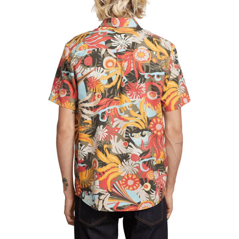 chemise-a-manche-courte-multicolore-psych-floral-army-volcom