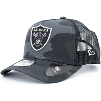 Casquette trucker camouflage noire Essential Camo A Frame Oakland Raiders NFL New Era