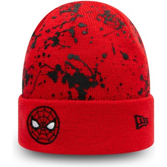 Bonnet rouge pour enfant Cuff Knit Paint Splat Spider-Man Marvel Comics New Era
