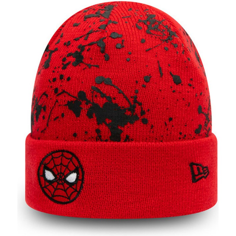 bonnet-rouge-pour-enfant-cuff-knit-paint-splat-spider-man-marvel-comics-new-era