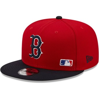 Casquette plate rouge et bleue marine snapback 9FIFTY Team Arch Boston Red Sox MLB New Era