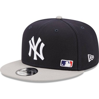 Casquette plate bleue marine et grise snapback 9FIFTY Team Arch New York Yankees MLB New Era