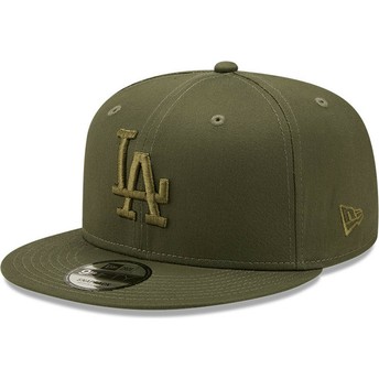 Casquette plate verte snapback avec logo vert 9FIFTY League Essential Los Angeles Dodgers MLB New Era