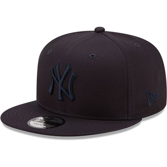 Casquette plate bleue marine snapback avec logo bleu marine 9FIFTY League Essential New York Yankees MLB New Era