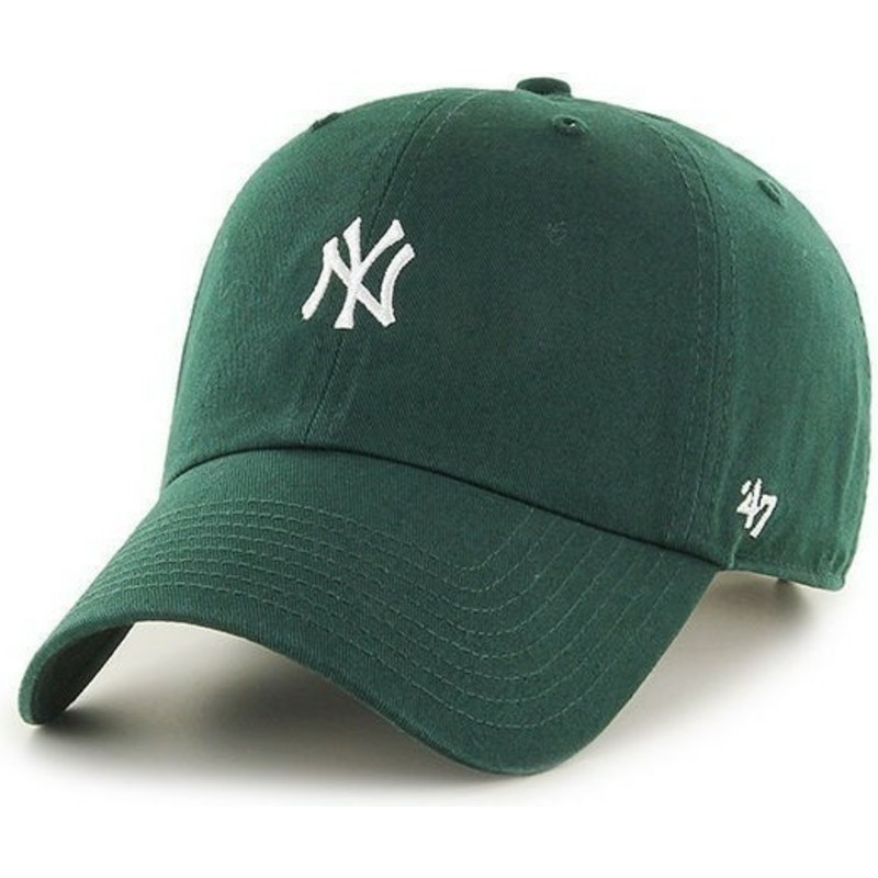 casquette-courbee-verte-avec-petit-logo-new-york-yankees-mlb-clean-up-47-brand