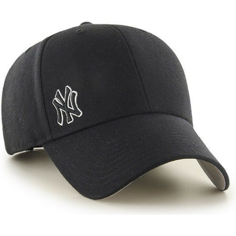 casquette-a-visiere-courbee-noire-unie-avec-petit-logo-mlb-newyork-yankees-47-brand