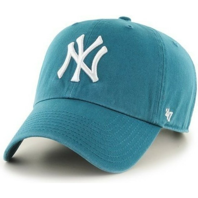 casquette-courbee-verte-sarcelle-new-york-yankees-mlb-clean-up-47-brand