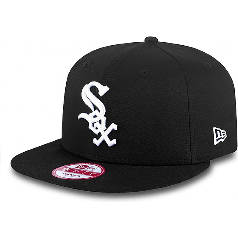 casquette-plate-noire-snapback-ajustable-9fifty-essential-chicago-white-sox-mlb-new-era
